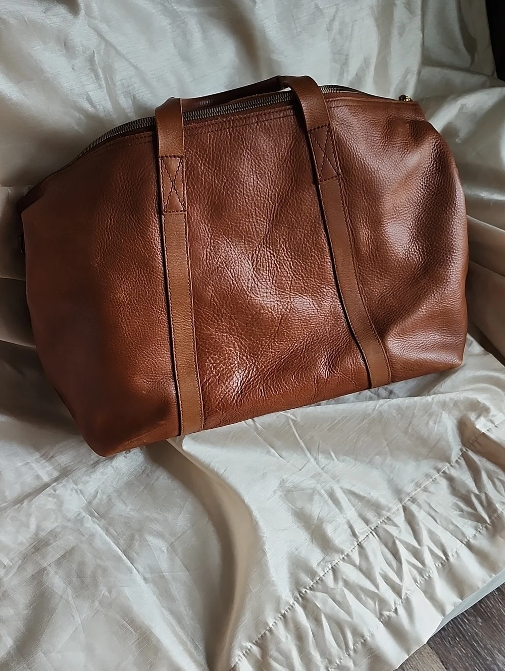 Vintage Madewell Classic Cognac Brown Leather Carry-On Tote Bag, $145